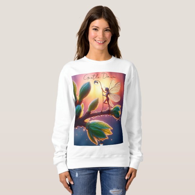 Sudadera Fondo de amanecer radiante con criatura alada (Anverso completo)