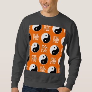 Sudadera Fondo naranja Patrón chino Yinyang
