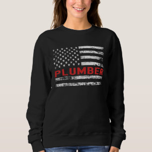 Sudadera Fontanero Bandera de EE. UU. Profesión Retro Títul