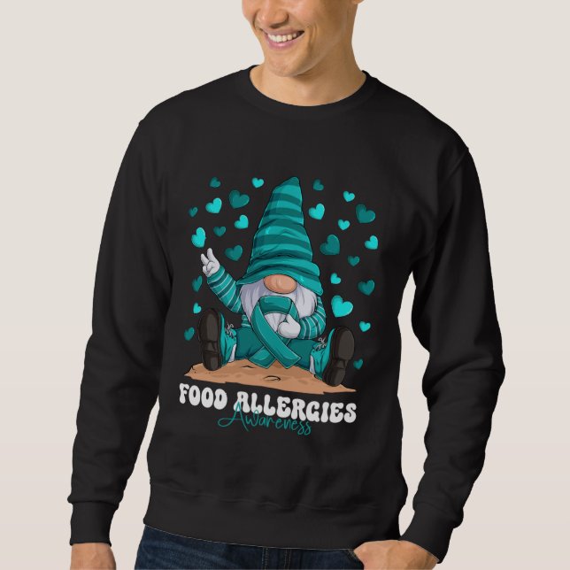 Sudadera Food Allergies Awareness Month Teal Ribbon Gnome (Anverso)