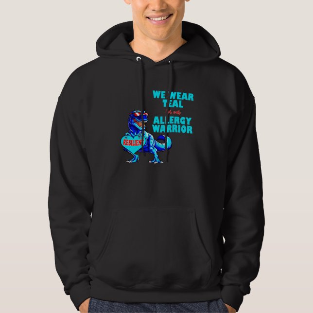 Sudadera Food Allergy Awareness Dinosaur TRex We Wear Teal  (Anverso)
