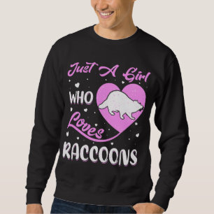 Sudadera Forma cardíaca Raccoon Un Chica que ama los mapach