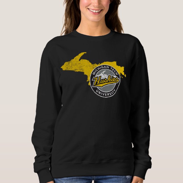 Sudadera Forma del estado de Michigan Tech Huskies (Anverso)