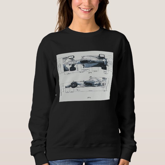Sudadera Formula Racing Car Blueprint Mechanical Engineerin (Anverso)