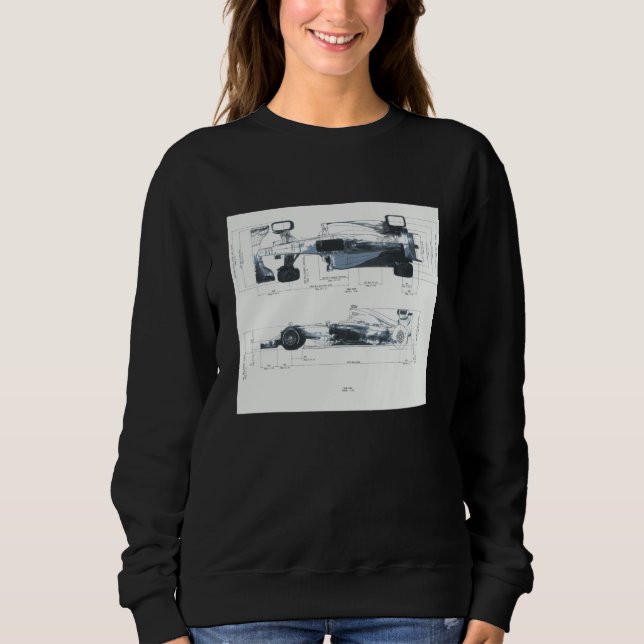 Sudadera Formula Racing Car Blueprint Mechanical Engineerin (Anverso)