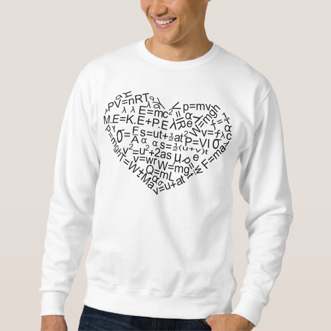 SUDADERA FÓRMULAS FÍSICAS EN FORMA DE CORAZÓN. (Anverso)
