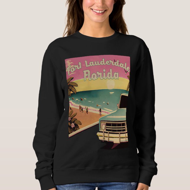 Sudadera Fort Lauderdale Retro Beach Vacation Souvenir Surf (Anverso)