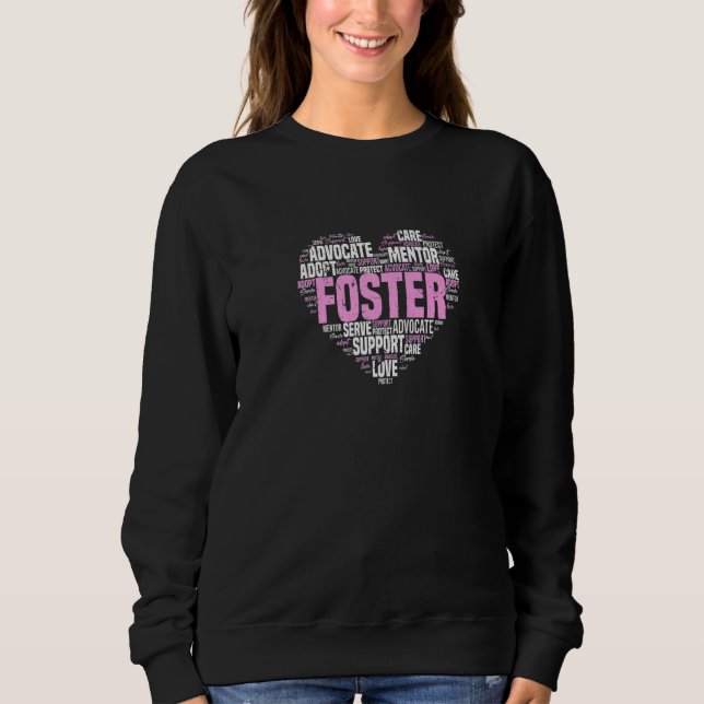 Sudadera Foster Care Word Cloud Heart Cute Foster Parents (Anverso)
