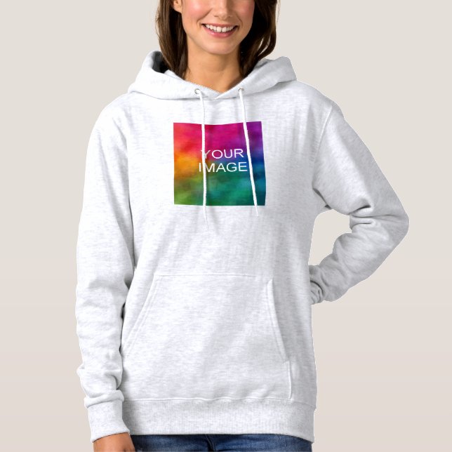 Sudadera Foto de envío de texto de cliente mujeres Ash Gray (Anverso)