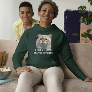 Sudadera Foto de gato mascota personalizada con texto blanc