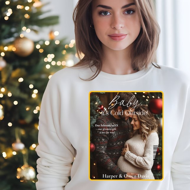 Sudadera Foto de la portada de la revista de invierno sobre (Christmas Magazine Cover Pregnancy photo Sweatshirt)