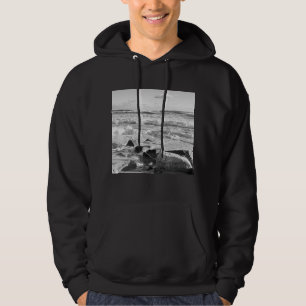 Sudadera Foto en blanco y negro de las olas del océano Atlá