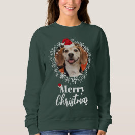 Sudadera Foto mascota Red Santa Hat Navidades verdes oscuro