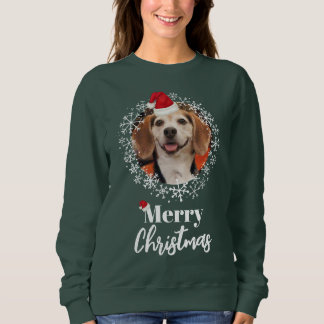 Sudadera Foto mascota Red Santa Hat Navidades verdes oscuro