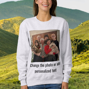 Sudadera Foto personalizada de familia y gato mamá en ceniz