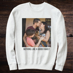 Sudadera Foto personalizada de familia y gato mascota en ce