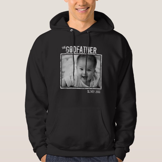 Sudadera Foto personalizada del padrino y nombre negro (Anverso)