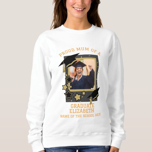 Sudadera Foto personalizada "Orgullosa Mamá de un graduado" (Anverso)