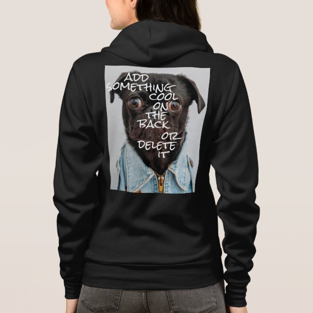 Sudadera Foto personalizada y código postal negro de texto (Reverso)