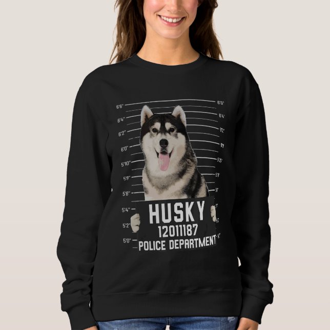 Sudadera Foto policial de Husky perro criminal (Anverso)