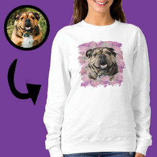 Sudadera Foto única de grunge rosa lila bulldog para amante