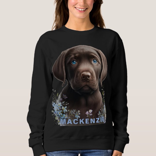 Sudadera Foto y nombre personalizado Mascota floral femenin (Anverso)