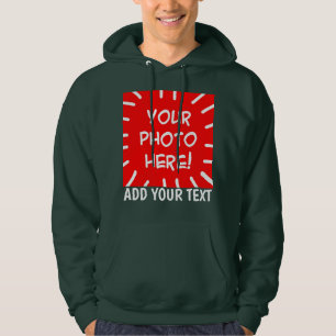 Sudadera Foto y texto personalizados Verde oscuro