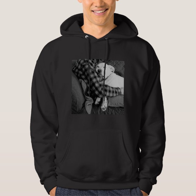 Sudadera Fotografía en blanco y negro de perro peleándose c (Anverso)