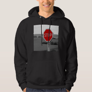 Sudadera Fotografía Minimalista del Rótulo Red Stop Road