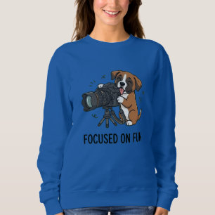 Sudadera Fotógrafo Cachorro Boxer Marrón Divertido Cámara P