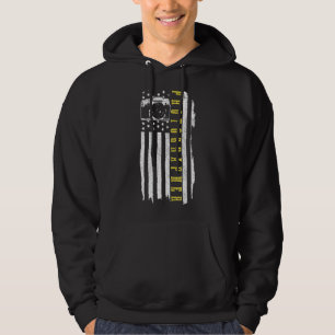 Sudadera Fotógrafo patriótico Cámara de vintage de bandera 