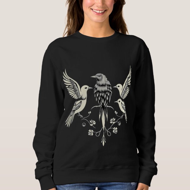 Sudadera Four Birds on a Branch Illustration (Anverso)