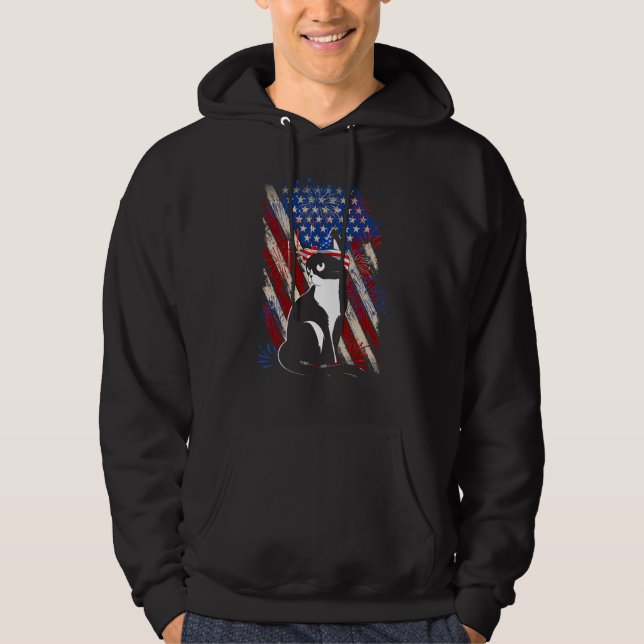 Sudadera Fourth 4th of July American Flag Meowica Cat (Anverso)