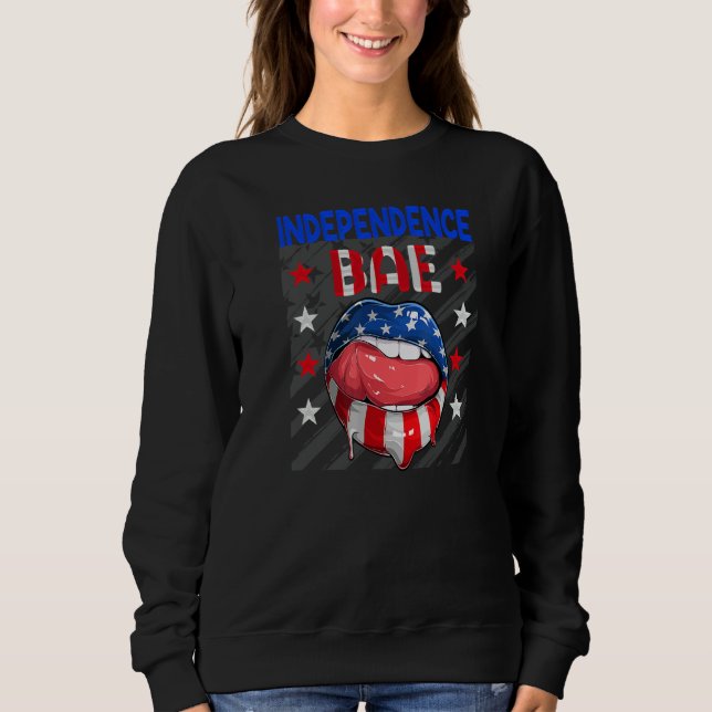 Sudadera Fourth Of July Us Flag Lips Independence Bae 4th O (Anverso)