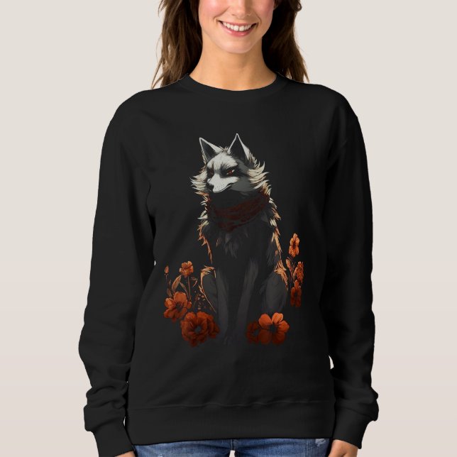 Sudadera Fox Artwork Flowers  Animal  Animal Fox (Anverso)