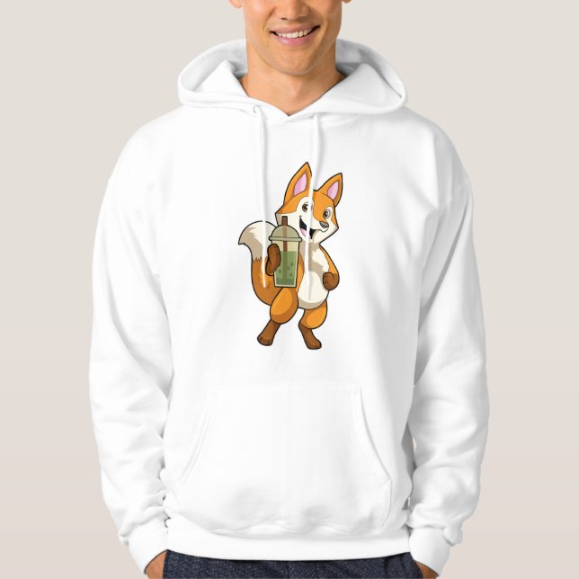 Sudadera Fox bebiendo con té de burbuja (Anverso)