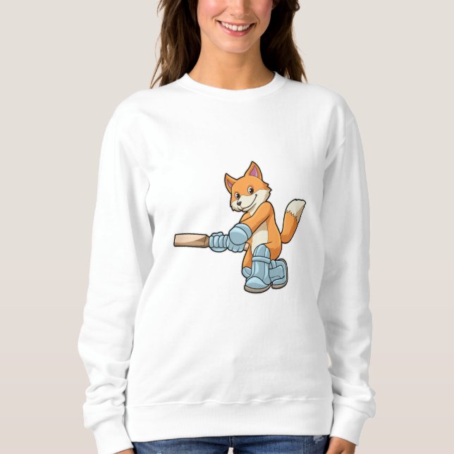 Sudadera Fox como bateador con bate de críquet (Anverso)