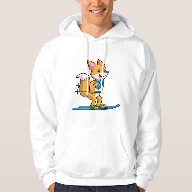 Sudadera Fox como esquiador con bastones de esquí y esquí (Anverso)
