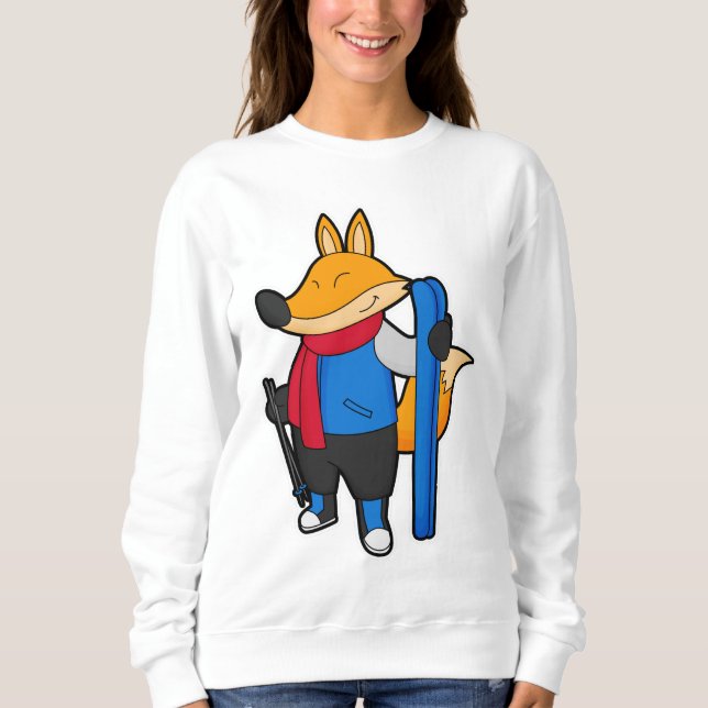 Sudadera Fox como esquiador con esquí (Anverso)