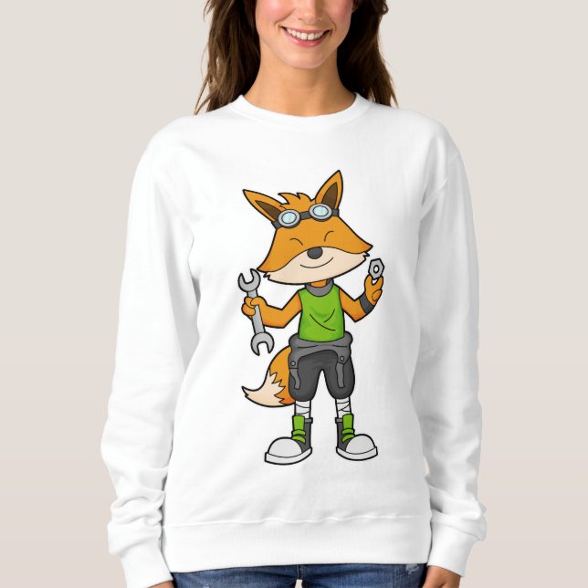 Sudadera Fox como mecánico con llave y tuerca (Anverso)