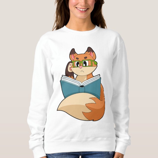 Sudadera Fox como Nerd con libros y anteojos (Anverso)