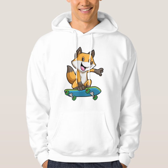 Sudadera Fox como Skater con Skateboard (Anverso)