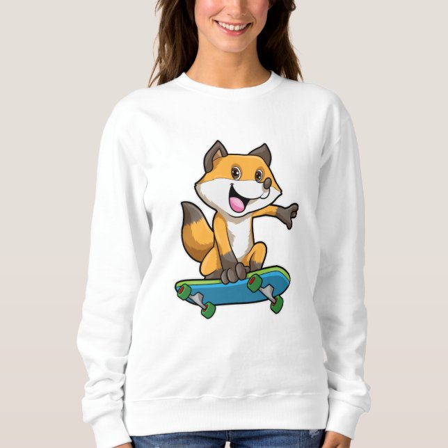 Sudadera Fox como Skater con Skateboard (Anverso)