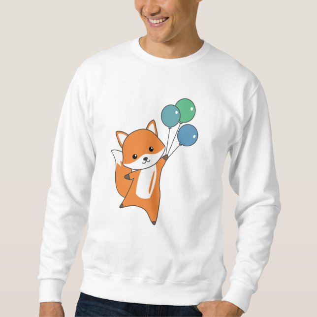 Sudadera Fox Cute Animals Mosca Globos Niños (Anverso)