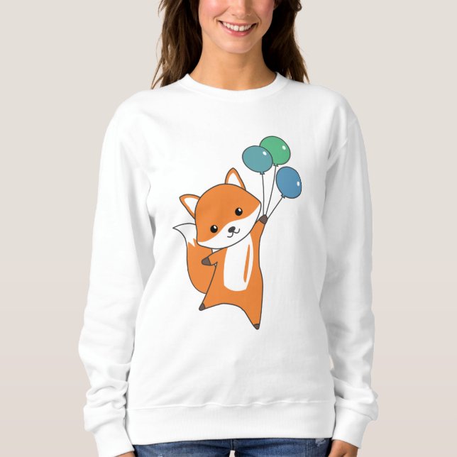 Sudadera Fox Cute Animals Mosca Globos Niños (Anverso)