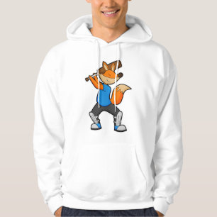 Sudadera Fox en el Cricket con el bate del cricket