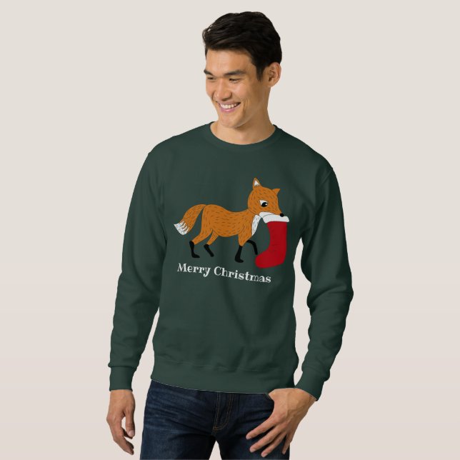 Sudadera Fox festivo con Navidades repartiendo gráfico Pers (Anverso completo)
