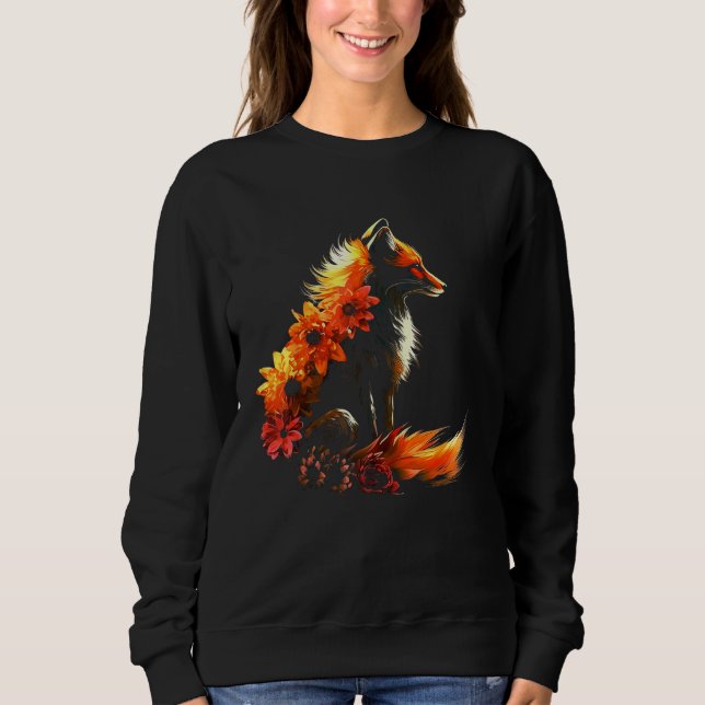 Sudadera Fox Flowers - Art Animal Fox (Anverso)