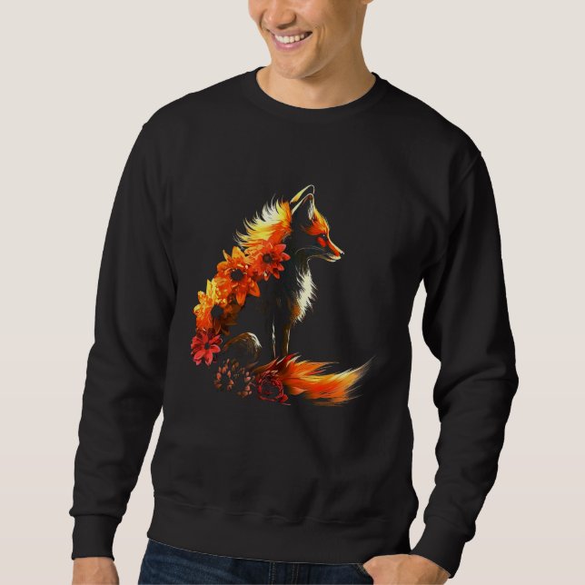 Sudadera Fox Flowers - Art Animal Fox (Anverso)
