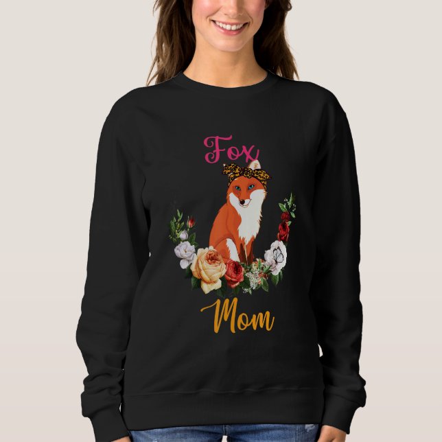 Sudadera Fox Mom Floral Fox Bow Tie Lover Mother's Day (Anverso)
